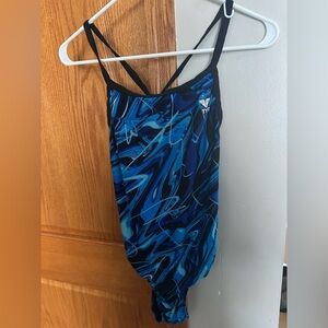 TYR Black and Blue Swirl Swimsuit